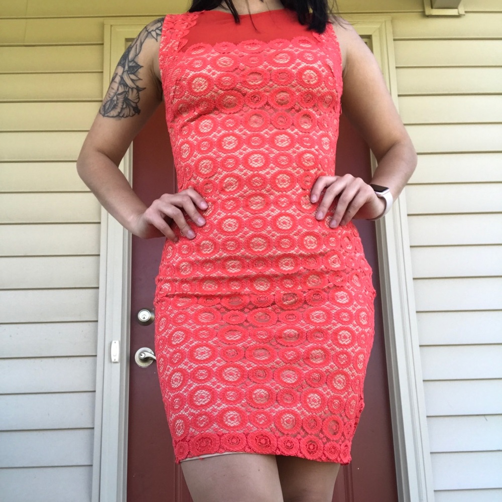 Bebe Lace Red Dress